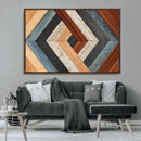 Geometric Wood Art Wall Decor Canvas Print, Rustic Wooden