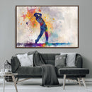 Watercolor Golf Swing Wall Art Canvas Print | Vibrant