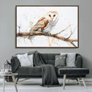 Barn Owl Wall Art on Branch | Stunning Canvas Print for
