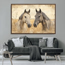 Chines Ink Style Grunge Horses Wall Art Canvas Print