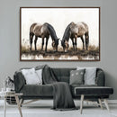 Chines Ink Style Horses Wall Art Canvas Print
