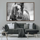 Black and White Horse Winter Wall Art | Ready to Hang and