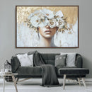 Golden Petal Wall Art - Canvas Print Flower Head Woman