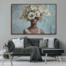 Golden Petal Wall Art - Petal Silhouette Woman Wall Art by MyGreatCanvas | Canvas Wall Art Prints | Photo Prints & Wall Decor