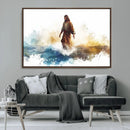 Watercolor Jesus Walking Wall Art Print, Jesus Water Canvas