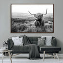 Scottish Highland Cow Wall Art | Black and White Canvas