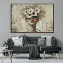 Abstract Floral Women Patel Wall Art Canvas Print