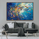 Colorful Swirling Fish School Wall Art Canvas Print |