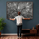Majestic Angel Oak Tree Black and White Canvas Print – Multi