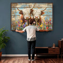 Cute Highland Cow Canvas Wall Art - Rustic Farmhouse Decor