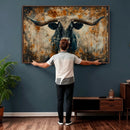 Longhorn Wall Art – Rustic Western Bull Canvas Print, Modern