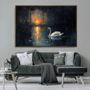 Abstract Swan on Water Wall Art Canvas Print - Elegant