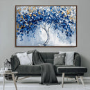 Blue and Gold Abstract Tree Wall Art Canvas Print | Modern