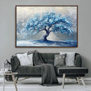 Abstract Blue Tree Art Canvas Print, Majestic Tree Wall Art