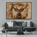 Wood Abstract Deer Wall Art | Rustic Wildlife Canvas Print |
