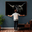 Texas Black Longhorn Bull Wall Art Canvas Print - Western by MyGreatCanvas | Canvas Wall Art Prints | Photo Prints & Wall Decor