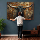 Longhorn Texas Cow Bull Wall Art | Rustic Farmhouse Canvas by MyGreatCanvas | Canvas Wall Art Prints | Photo Prints & Wall Decor