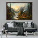 Wood Cabin Retreat Mountain at Sunset Wall Art Print - by MyGreatCanvas | Canvas Wall Art Prints | Photo Prints & Wall Decor