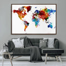 Colorful World Map Canvas Wall Art Print, Contemporary