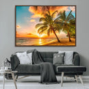 Tropical Sunset Beach Canvas Wall Art Print – Vibrant Palm by MyGreatCanvas | Canvas Wall Art Prints | Photo Prints & Wall Decor