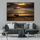 Stones on Wooden Pier at Sunset Canvas Print, Serene Coastal by MyGreatCanvas | Canvas Wall Art Prints | Photo Prints & Wall Decor