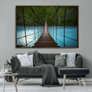 Suspension Bridge Over River Canvas Art | 3-Panel Nature by MyGreatCanvas | Canvas Wall Art Prints | Photo Prints & Wall Decor