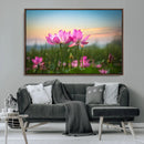 Pink Flower on the Mountain Canvas Print, Framed Pink Flower