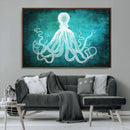 Green Octopus Abstract Wall Art Canvas Print