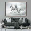 Large Wall Art Canvas Print – Beautiful Running White Horses