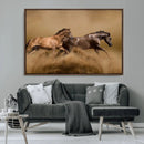 Large Wall Art Canvas Print – Two Running Brown Horses