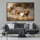 Large Wall Art 5 Horses Running on Sand Canvas Print