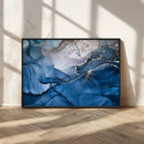 Navy Blue Canvas Art Abstract Print – Elegant Triptych