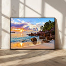 Tropical Island Beach Sunset Canvas Print
