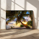Tropical Island Sunset on the Beach Palms Wall Art Canvas by MyGreatCanvas | Canvas Wall Art Prints | Photo Prints & Wall Decor
