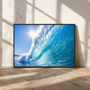 Blue Big Wave Surfing Ocean Canvas Wall Art Artwork Print