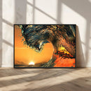 Surf Wave Sunset Canvas Wall Art Print, 3-Panel Ocean