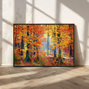 Autumn Red Forest Triptych Canvas Wall Art Print, Forest