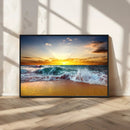 Golden Sunset Ocean Waves Wall Art Canvas Print – Multi