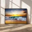 Golden Sunset Ocean Waves Wall Art Canvas Print – Multi