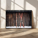 Vintage Ski Gear Canvas Print, Vintage Ski Gear Against