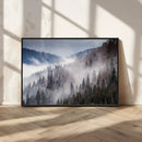 Beautiful Rising Fog in Winter Mountain Landscape- Framed