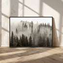 Foggy Mountain Wall Art | 3-Panel Foggy Forest and Mountain