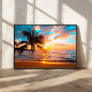 Palm Tree Sunset On The Beach Wall Art Canvas, Framed Palm by MyGreatCanvas | Canvas Wall Art Prints | Photo Prints & Wall Decor