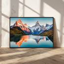 Landscape Mountain and Lake View Wall Art Canvas Print