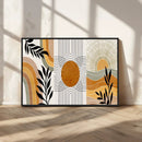 Modern Boho Sun and Leaf Abstract Art – 3-Panel Giclée