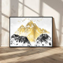 Golden Mountain Triptych Wall Art Canvas Print, Modern