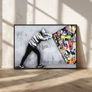 Banksy Art Behind the Curtain Street Wall Art Canvas Print |