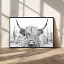Rustic Charm | Cow Longhorn Black White Bighorn Wall Art by MyGreatCanvas | Canvas Wall Art Prints | Photo Prints & Wall Decor