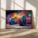 Abstract Graffiti Barbell Canvas Wall Art – Urban Fitness