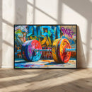 Fitness Gym Barbell Graffiti Wall Art Canvas Print